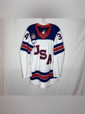 Nike Team USA Hockey #34 Mathews 2026 Winter Olympics Milano Away Jersey White M